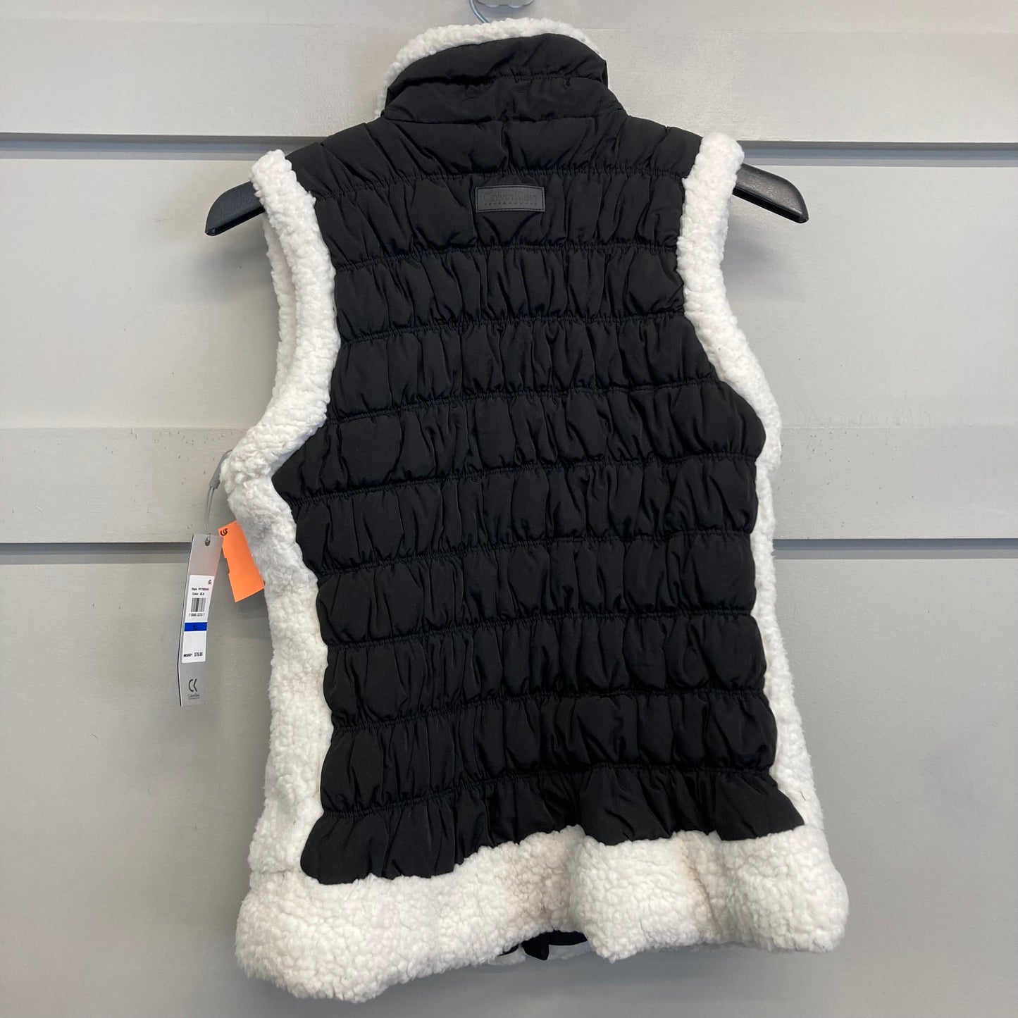 Vest Puffer & Quilted By Calvin Klein In Black & White, Size:Xl