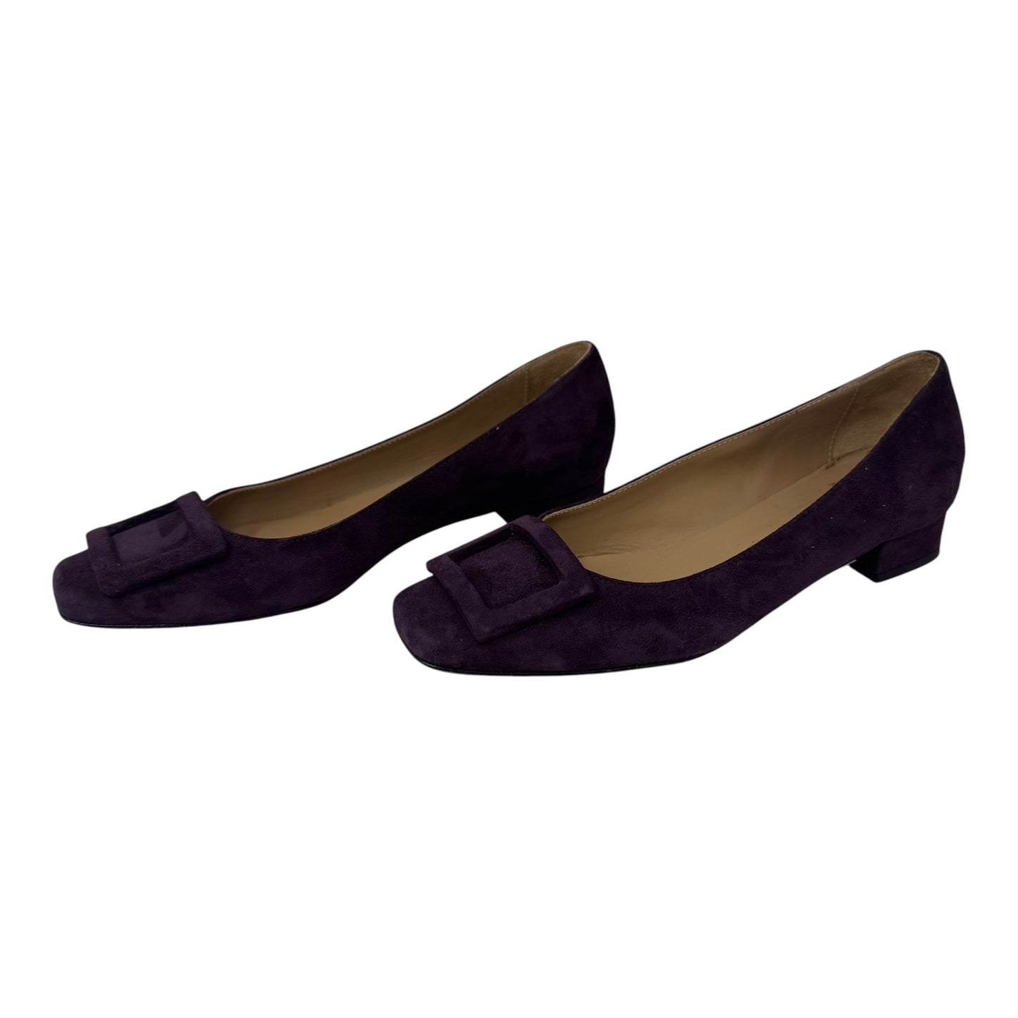Suede Shoes Heels Block By Ann Mashburn In Purple, Size: 7.5 (37.5)
