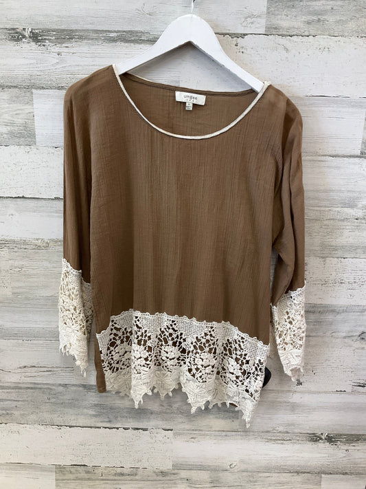Top 3/4 Sleeve By Umgee In Brown, Size:S