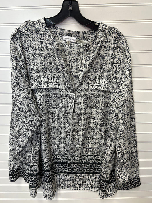 Top Ls By Calvin Klein In Black & White, Size:2X