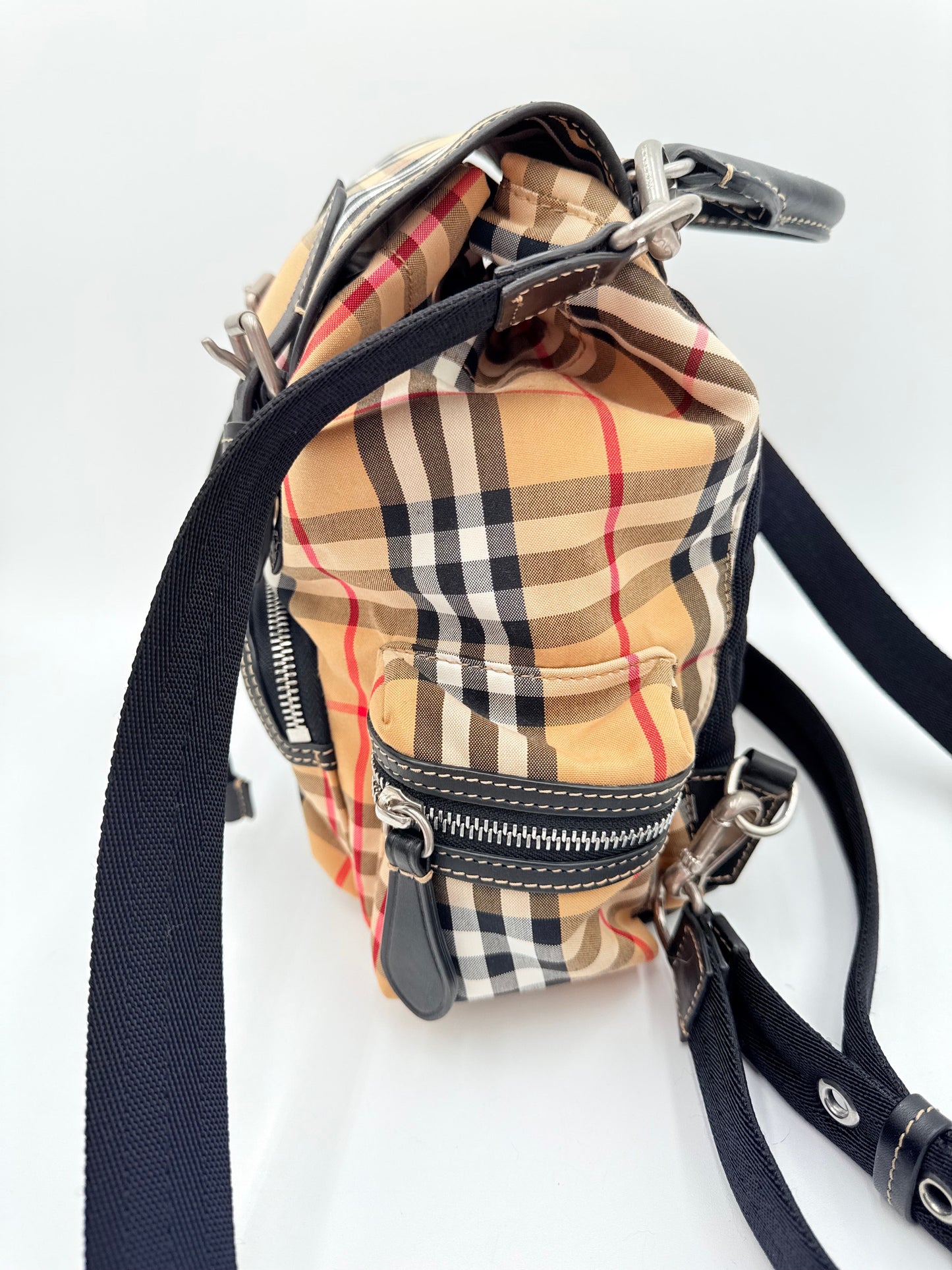 Backpack Luxury Designer By Burberry In Plaid Pattern, Size:Small