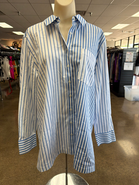 Top Ls By Chicos In Blue & White, Size:1X