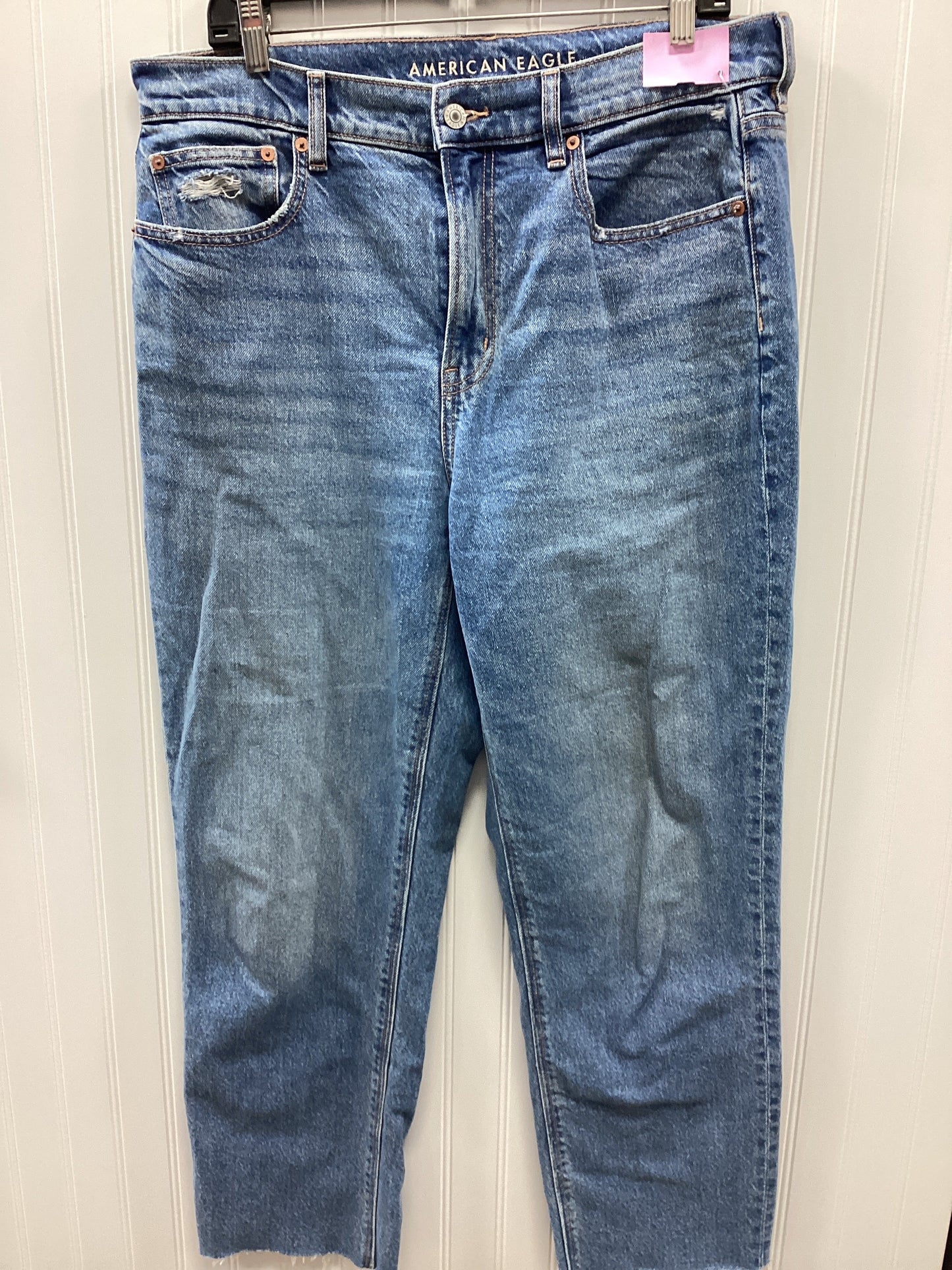 Jeans Straight By American Eagle In Blue Denim, Size:12