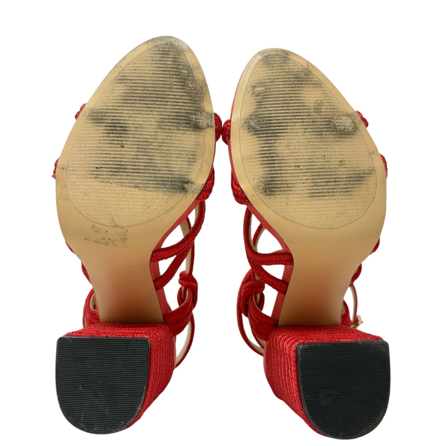 Tiptoe Rope Knotted Sandals Heels Block By Cabi In Red, Size: 9