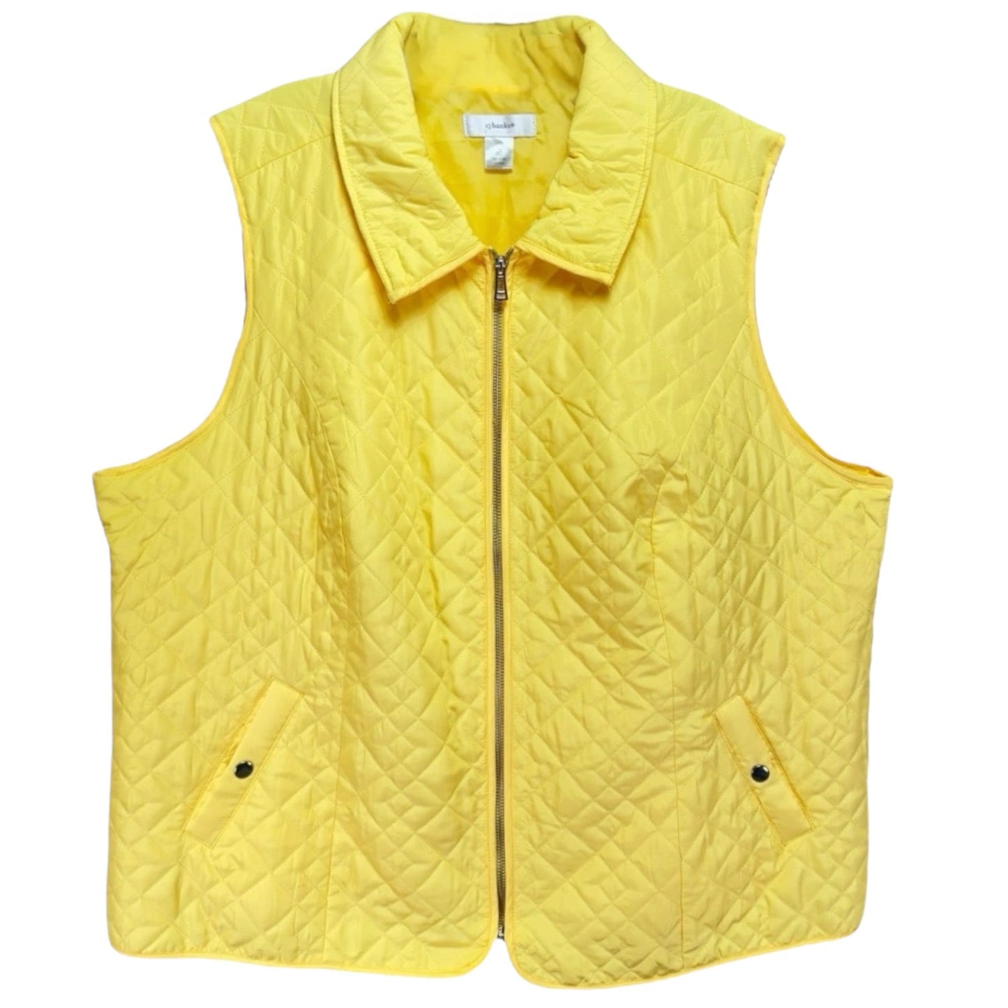 Diamond Quilted Vest By CJ Banks In Yellow, Size: 2X