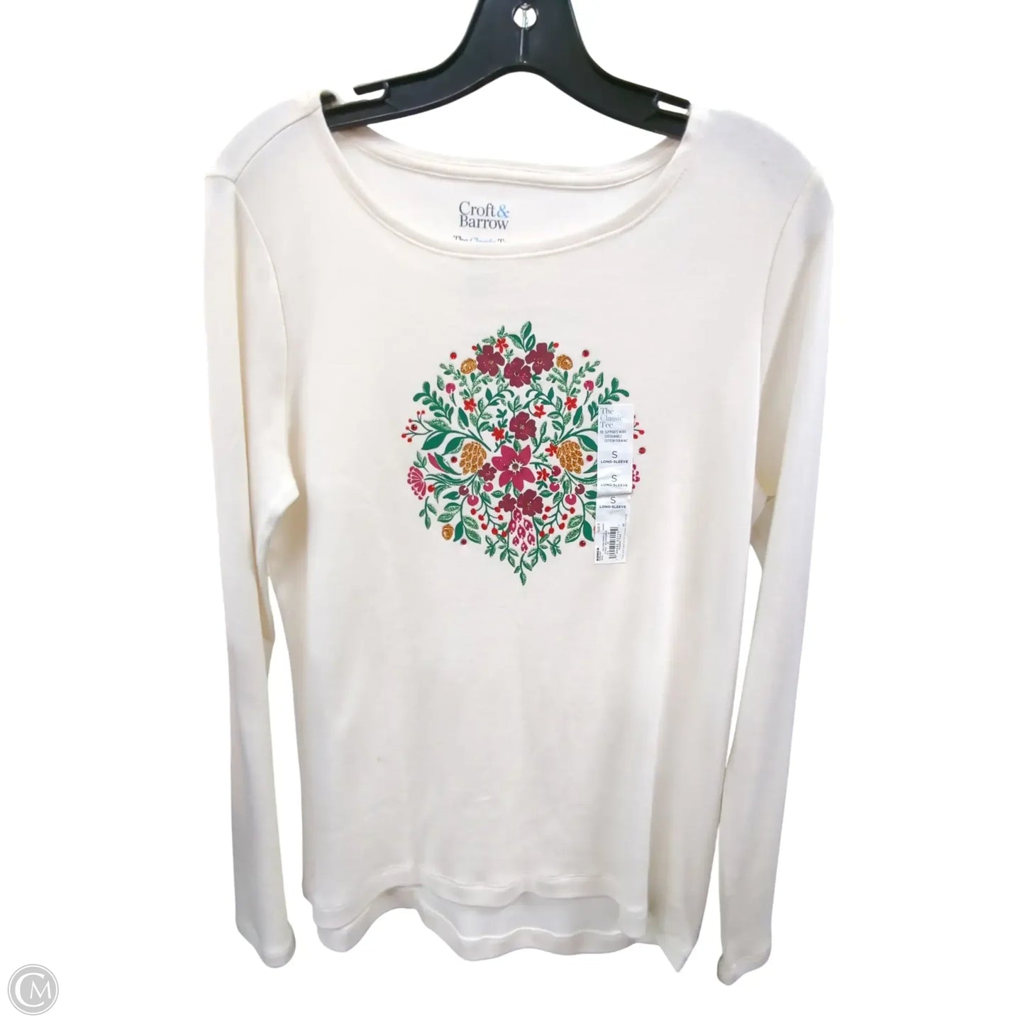 Top Long Sleeve By Croft And Barrow In White, Size: S