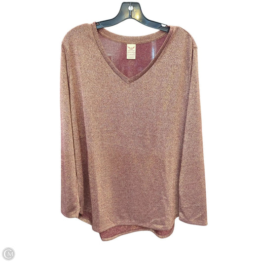 Top Long Sleeve By Faded Glory In Rose Gold, Size: 2x