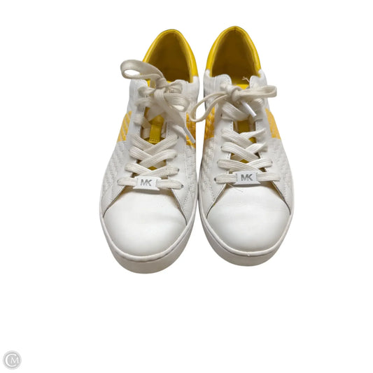 Shoes Sneakers By Michael By Michael Kors In White & Yellow, Size: 10