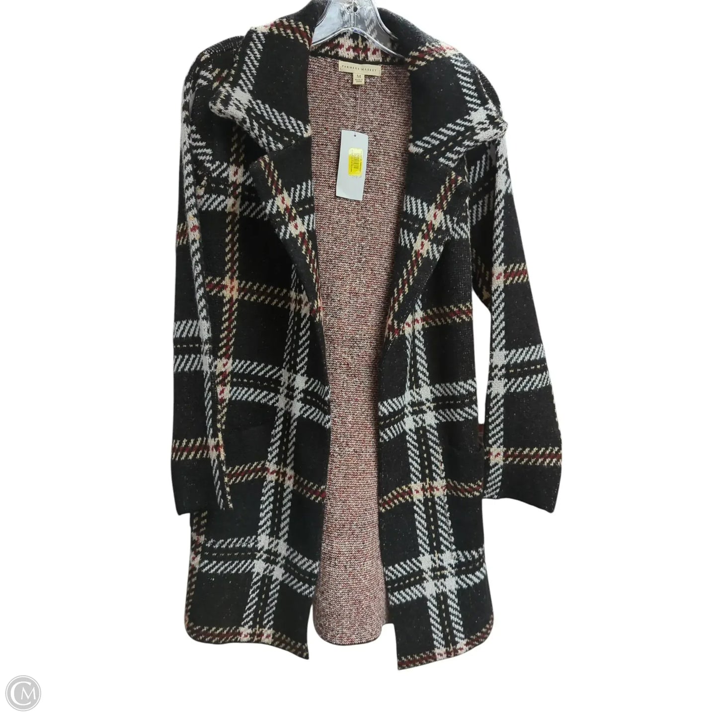 Sweater Cardigan By Clothes Mentor In Black & Red, Size: M