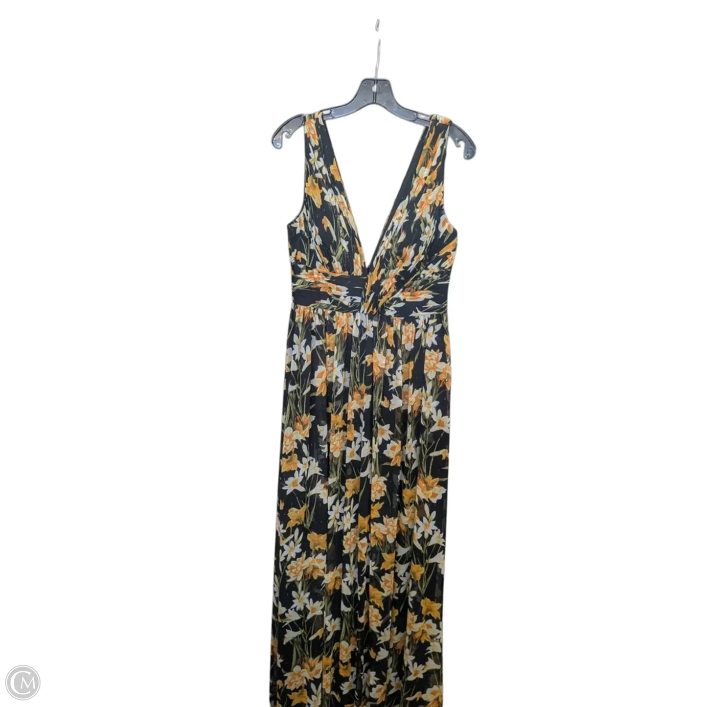Dress Party Long By Clothes Mentor In Black & Yellow, Size: 8