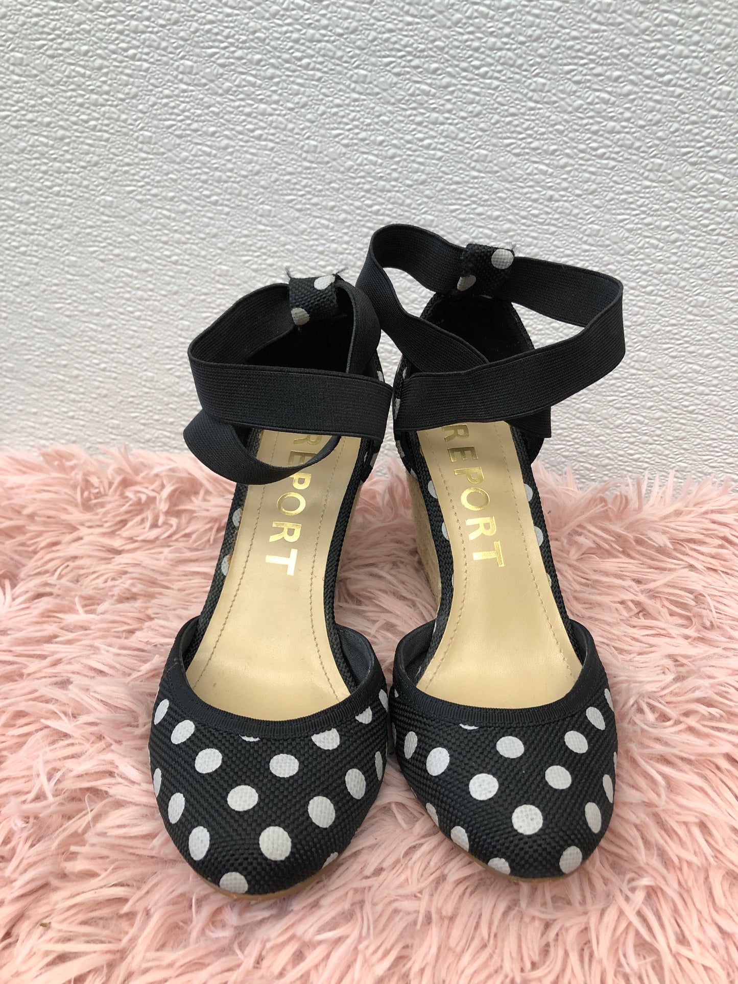 Polkadot Shoes Heels Espadrille Wedge Report, Size 6