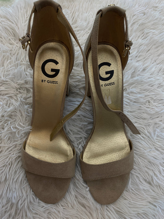 Tan Shoes Heels Block G By Guess, Size 8.5