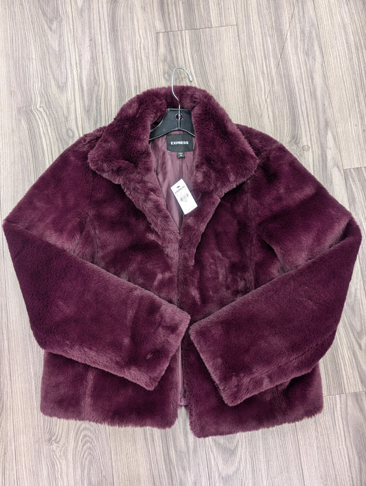 Coat Faux Fur & Sherpa By Express In Purple, Size: Xs