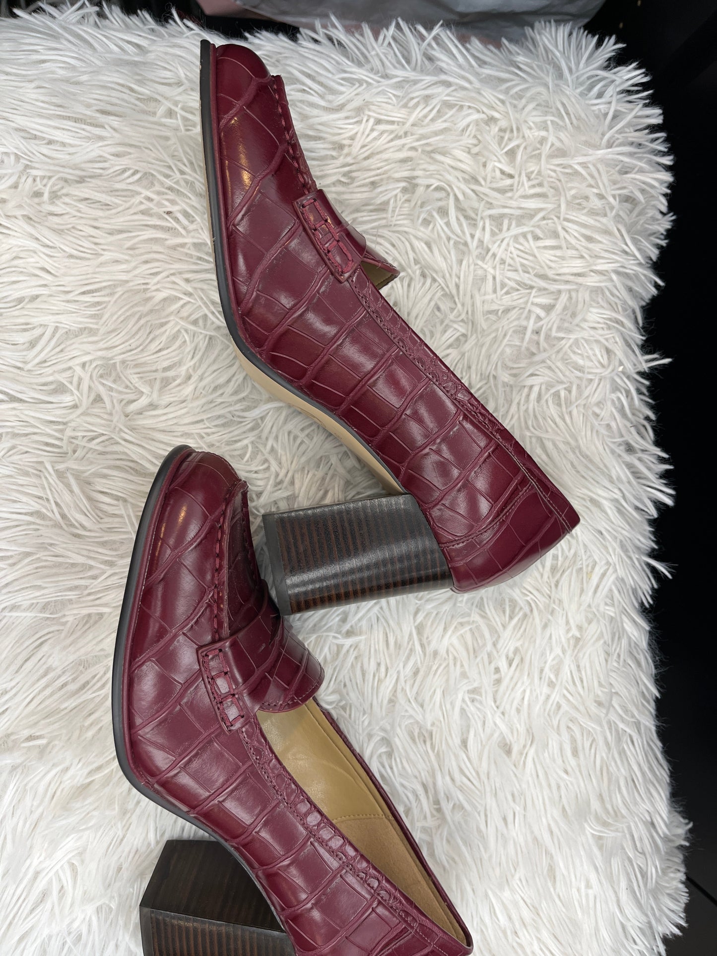 Maroon Shoes Heels Block Michael By Michael Kors, Size 8