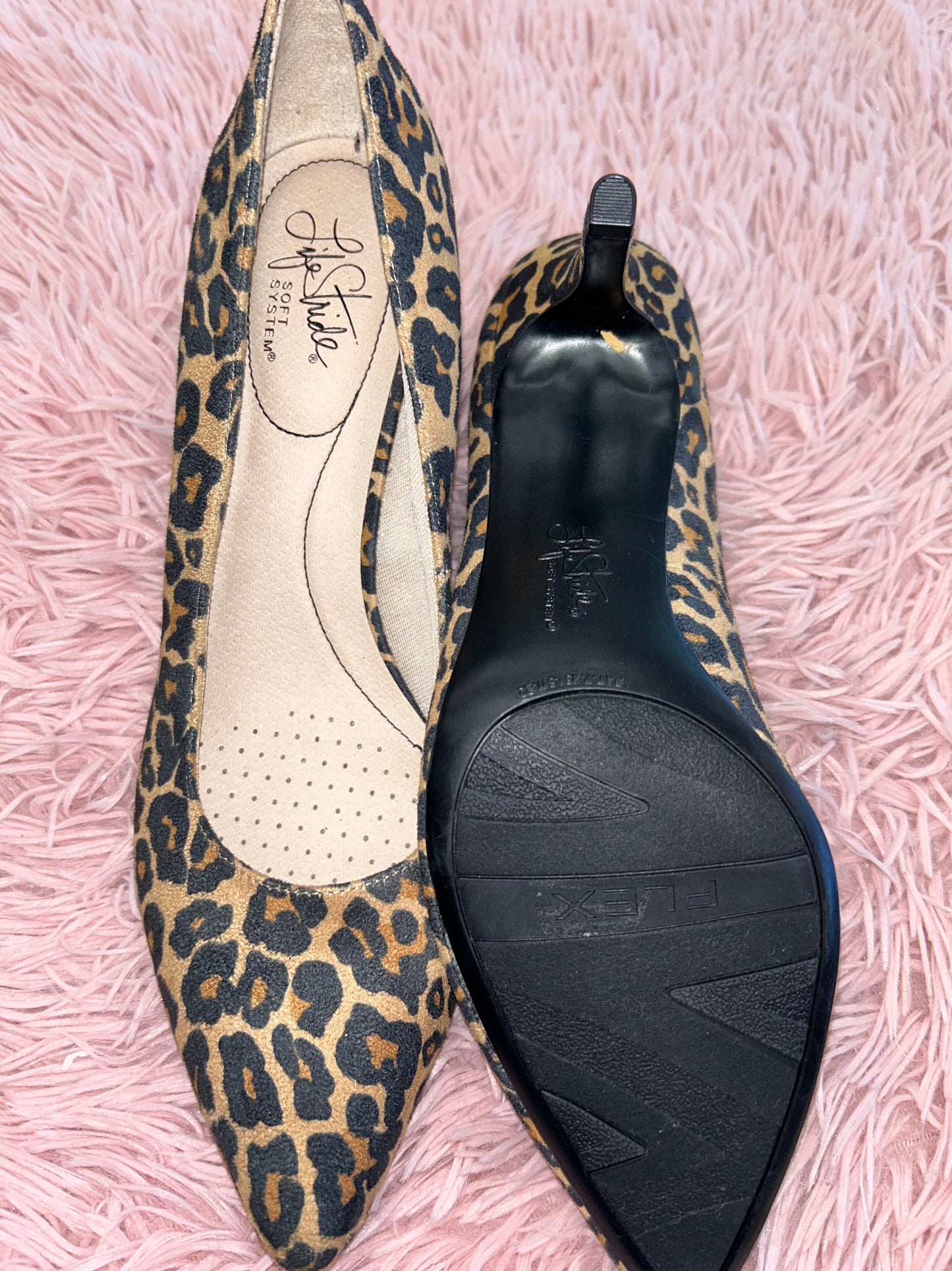 Leopard Print Shoes Heels Stiletto Life Stride, Size 9.5
