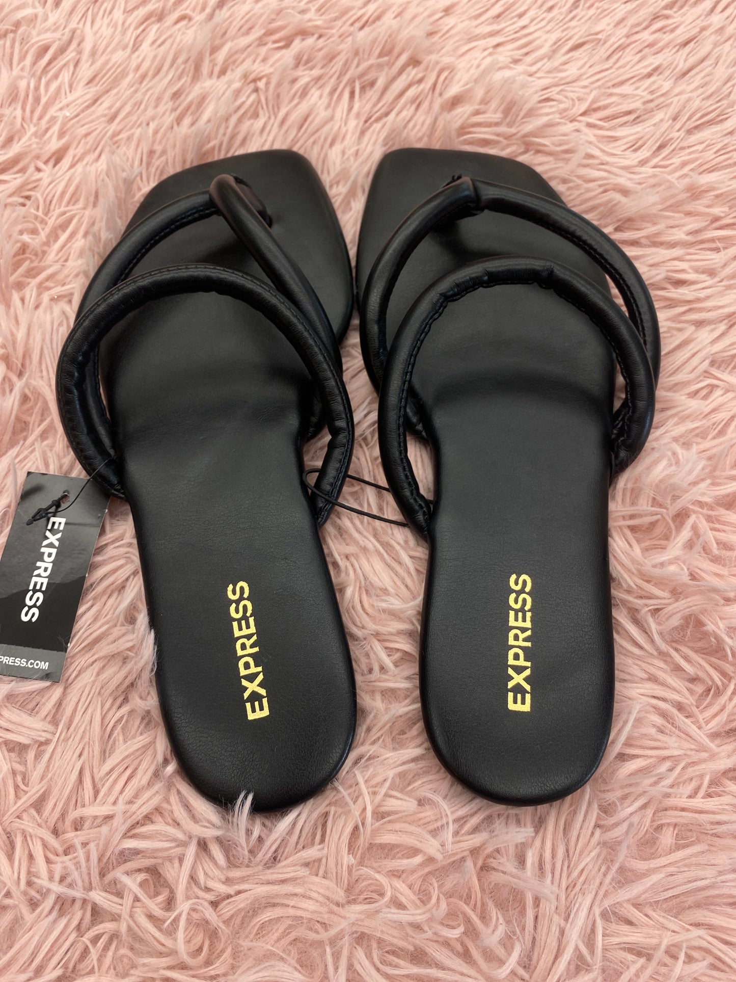 Black Sandals Flats Express, Size 8