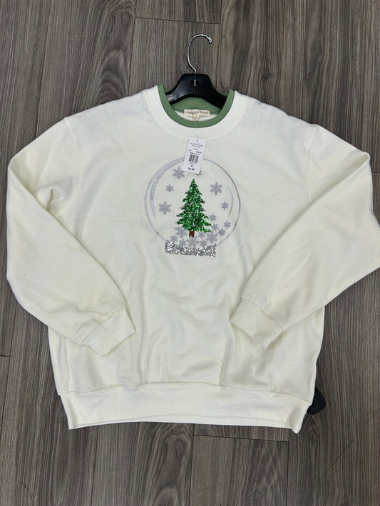 Sweatshirt Crewneck By Clothes Mentor In Green & White, Size: M