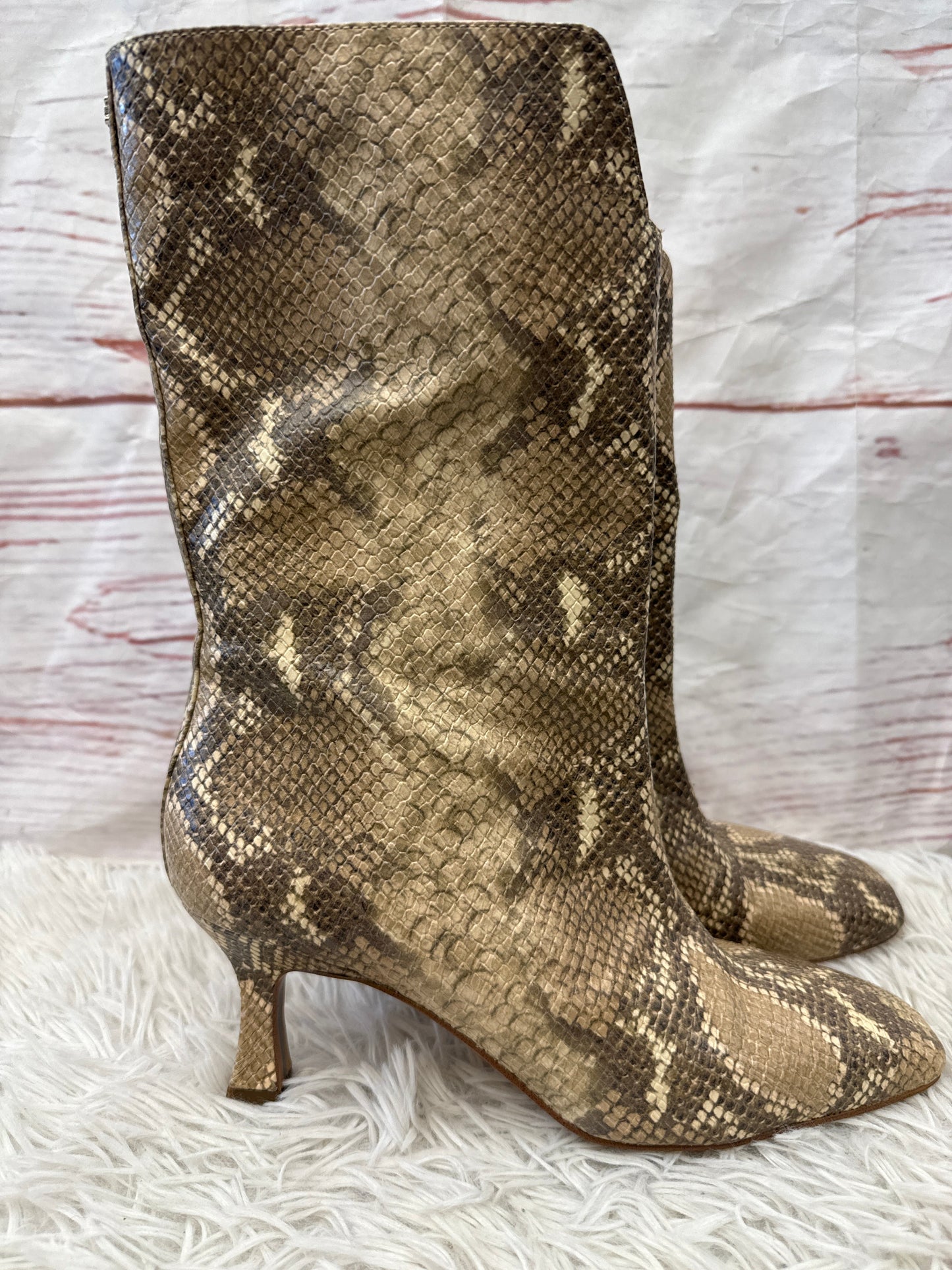 Boots Ankle Heels By Sam Edelman In Snakeskin Print, Size: 7.5