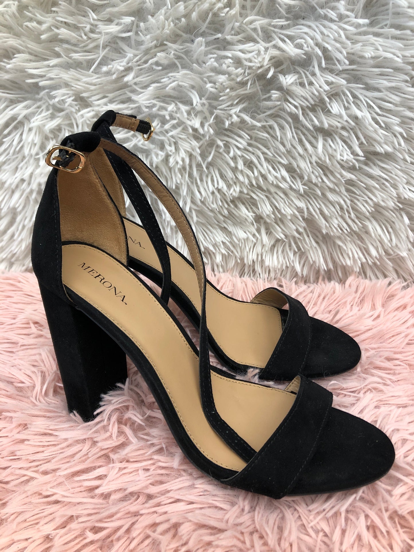 Black Sandals Heels Block Merona, Size 8.5