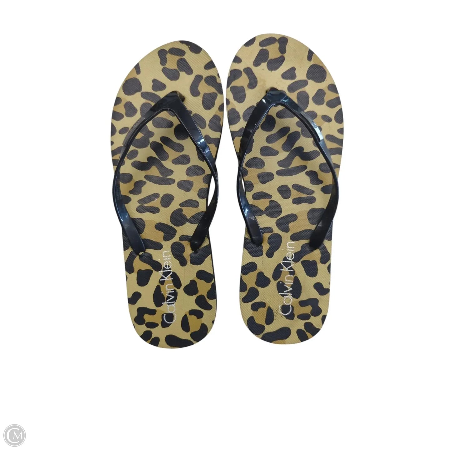 Sandals Flip Flops By Calvin Klein In Animal Print, Size: 9