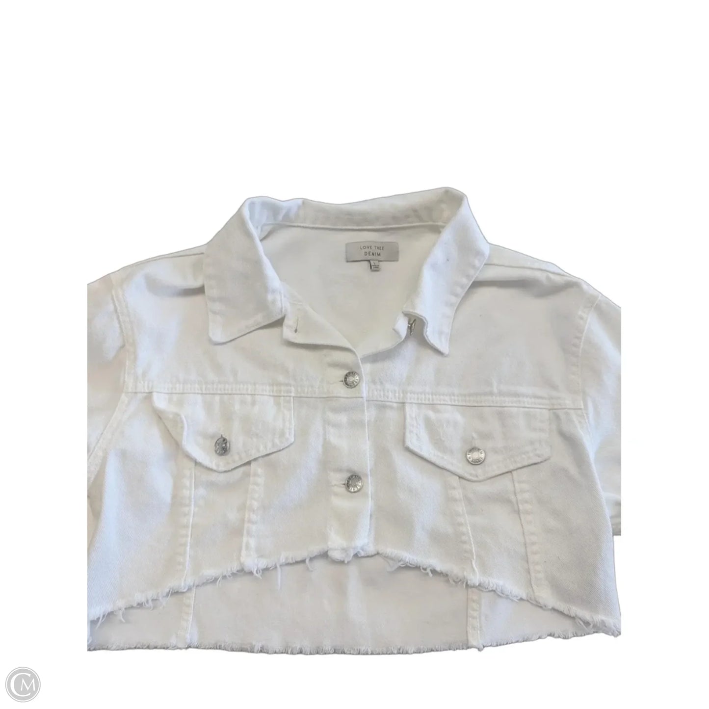 Jacket Denim By Love Tree In White, Size: L
