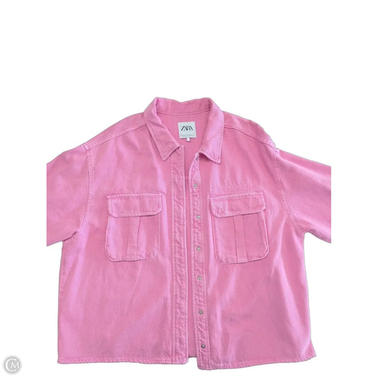 Jacket Denim By Zara In Pink, Size: M