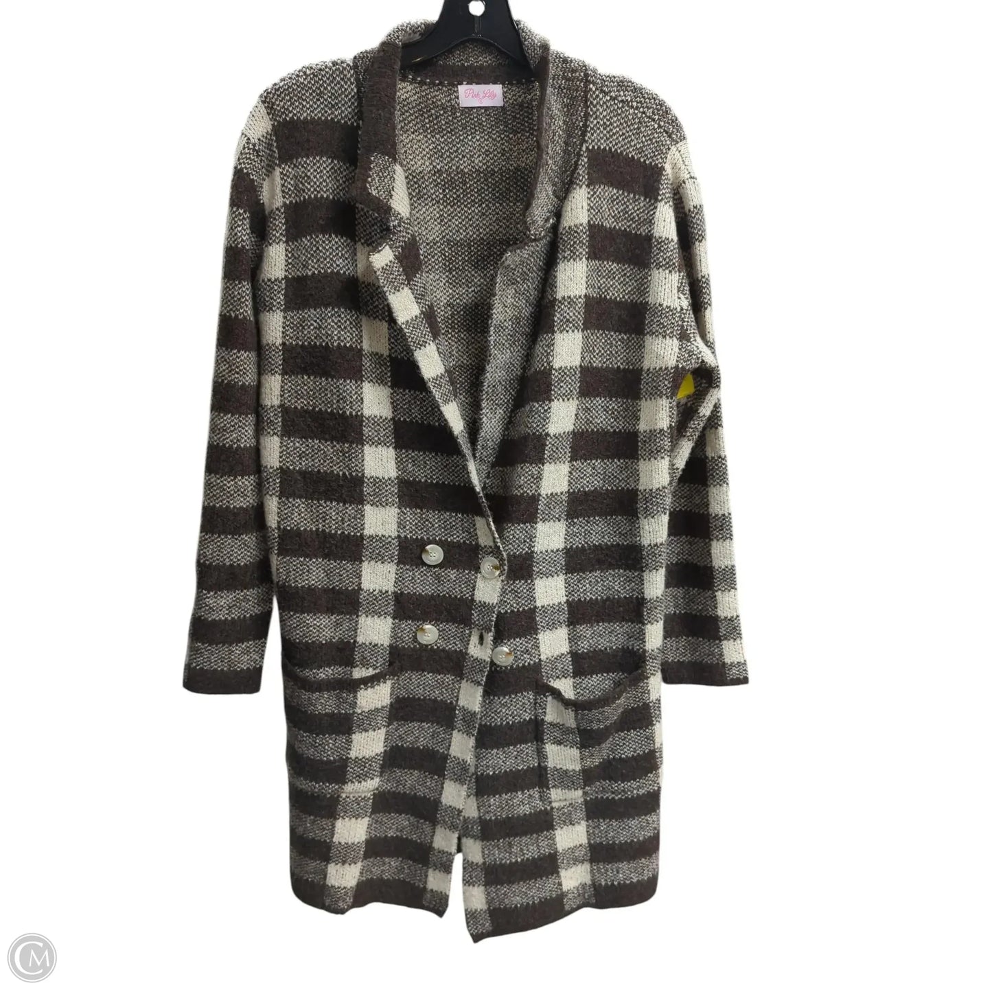 Cardigan By Pink Lily In Brown & Cream, Size: M