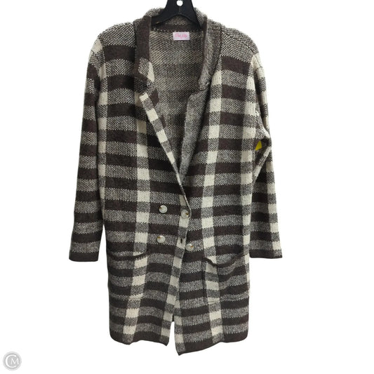 Cardigan By Pink Lily In Brown & Cream, Size: M