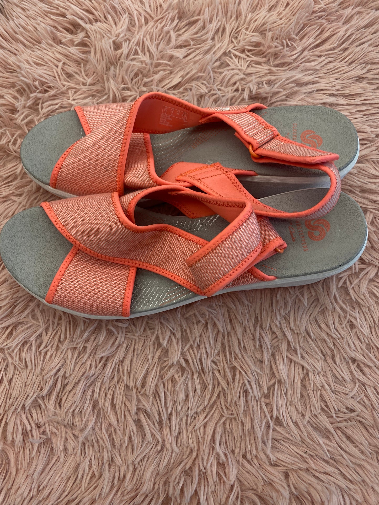 Sandals Heels Wedge By Clarks In Coral, Size: 12