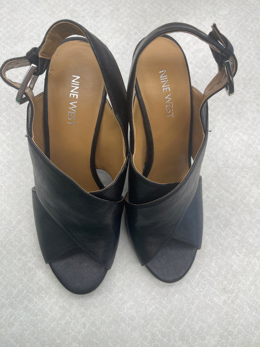 Black Shoes Heels Block Nine West, Size 7.5
