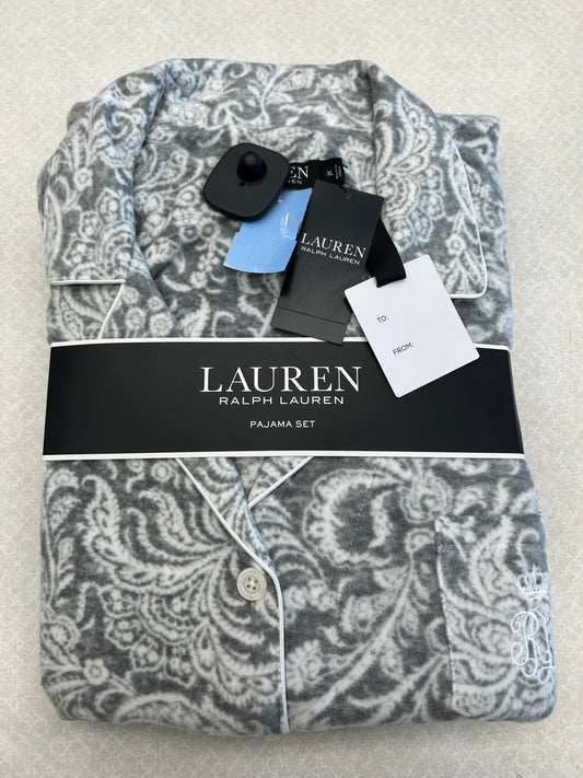 Pajamas 2pc By Lauren By Ralph Lauren In Grey & White, Size: Xl