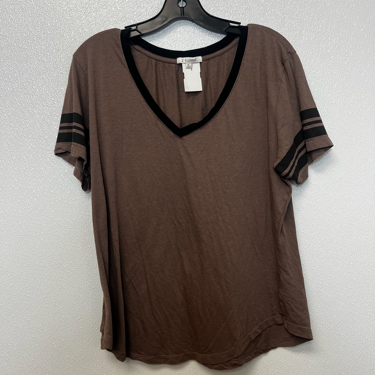 Top Short Sleeve Basic By Z Supply In Brown, Size: Xl