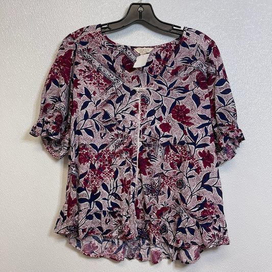 Top Short Sleeve By Lucky Brand O In Flowered, Size: M