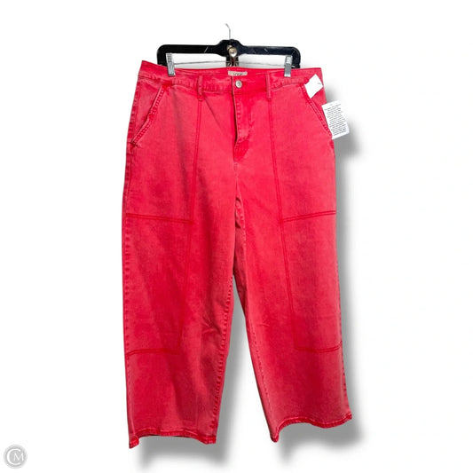 Jeans Wide Leg By Logo In Pink, Size: 14