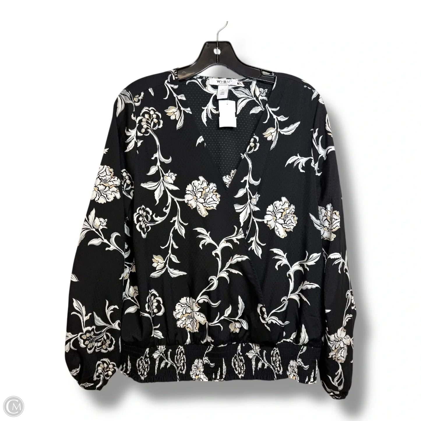 Top Long Sleeve By White House Black Market In Black & White, Size: L