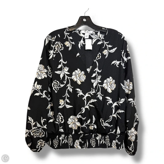 Top Long Sleeve By White House Black Market In Black & White, Size: L