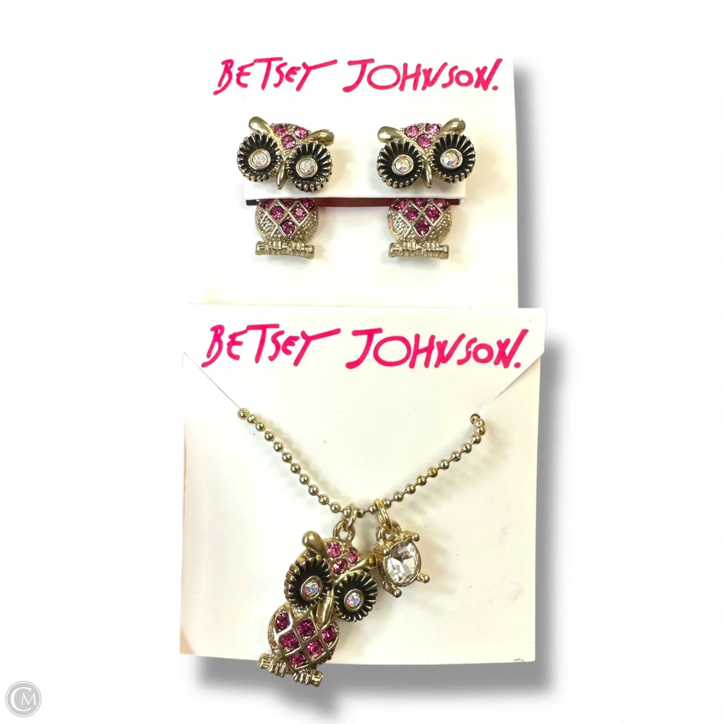 Owl Necklace & earrings Set By Betsey Johnson, Size: 02 Piece Set