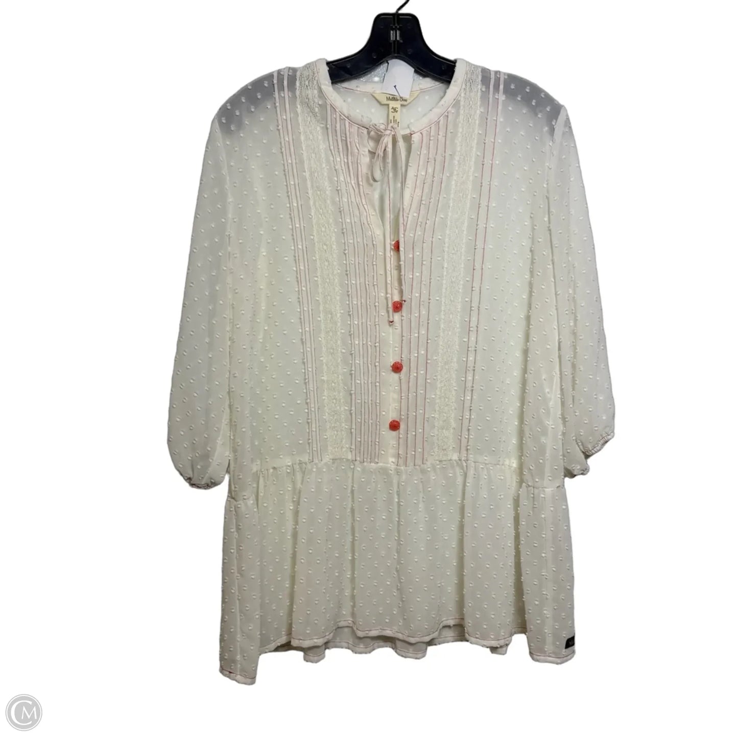 Top Long Sleeve By Matilda Jane In White, Size: M