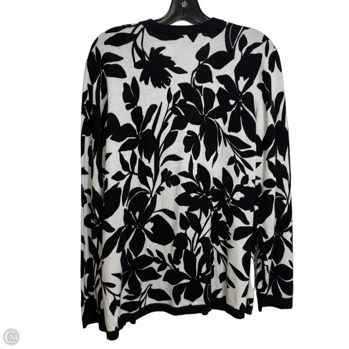 Cardigan By Kasper In Black & White, Size: Xl