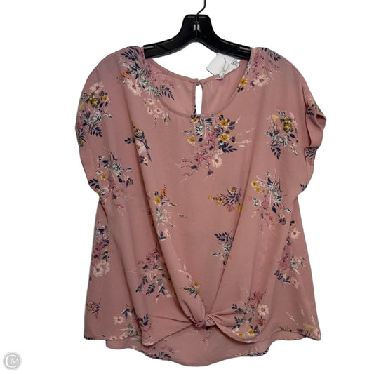 Top Short Sleeve By Pink Rose In Floral Print, Size: Xl
