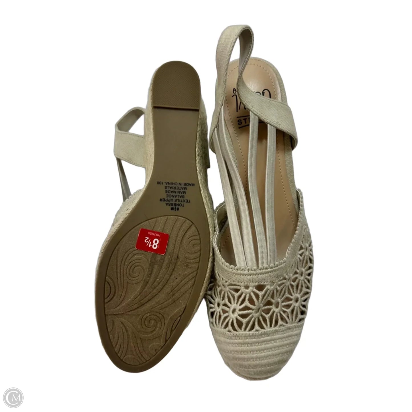 Sandals Heels Wedge By Impo In Cream, Size: 8.5