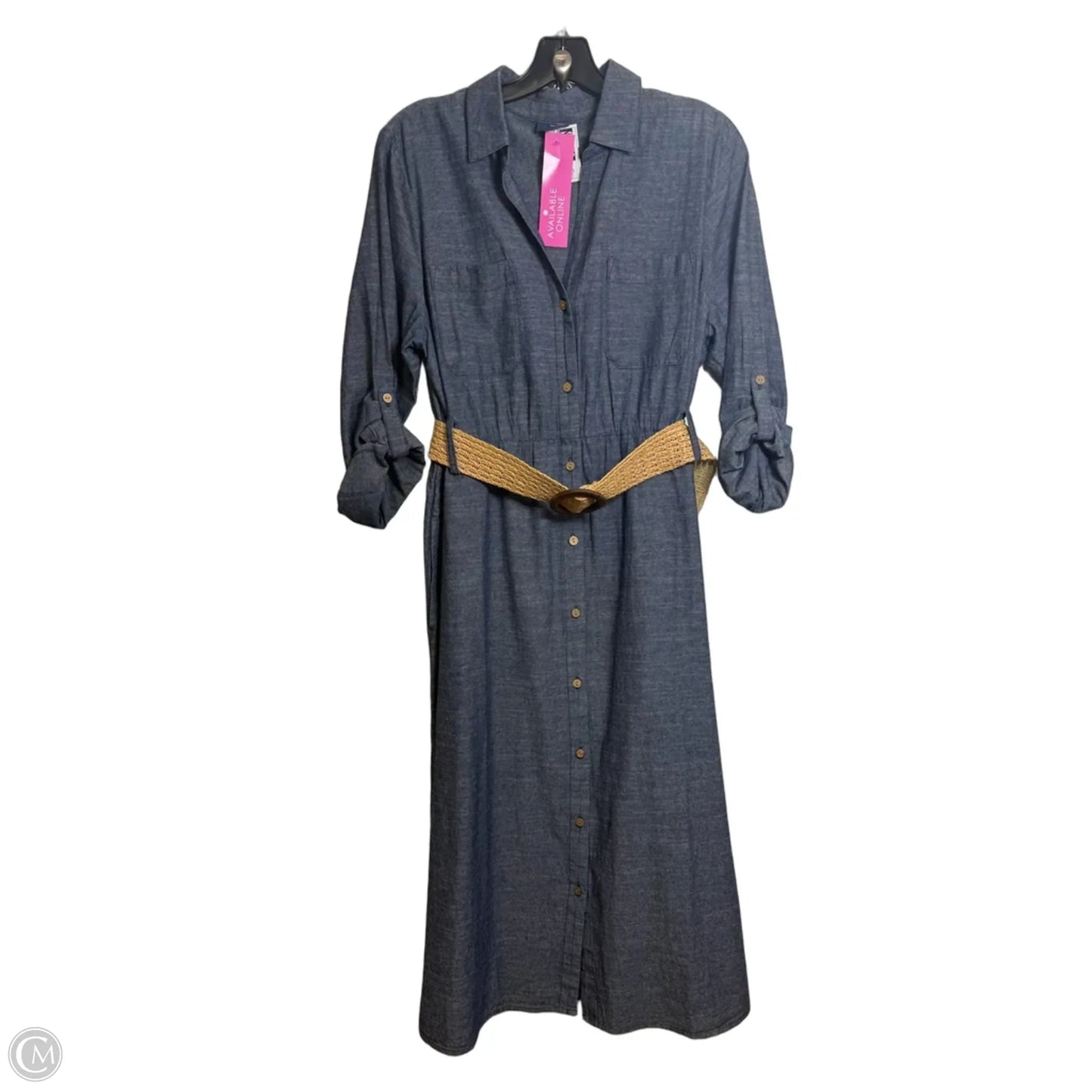 Dress Casual Midi By J. Jill In Blue Denim, Size: Lp