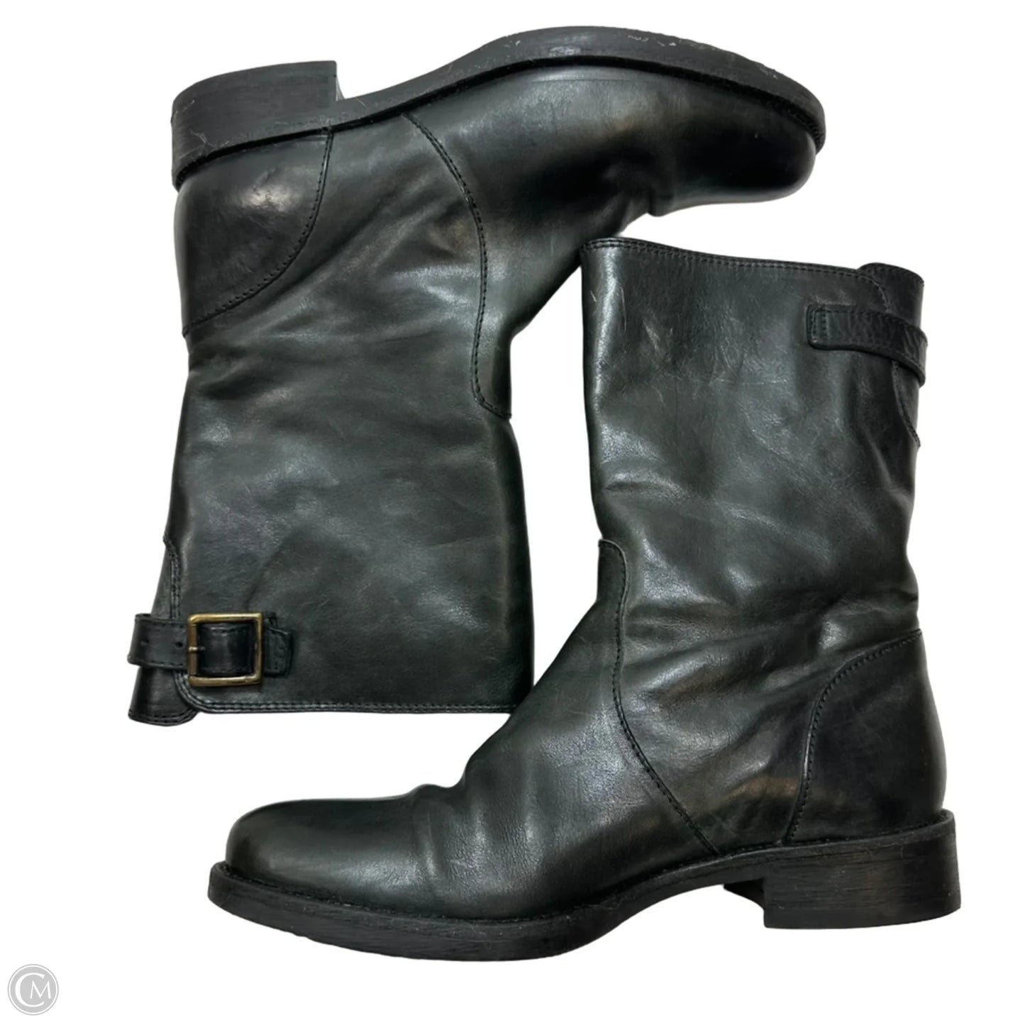 Leather Boots Ankle Flats By J. Crew In Black, Size: 8