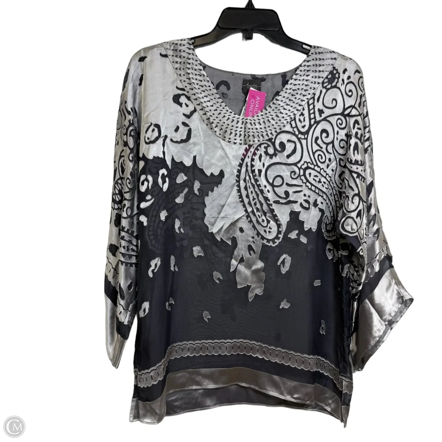 Top 3/4 Sleeve By Chicos In Silver, Size: S