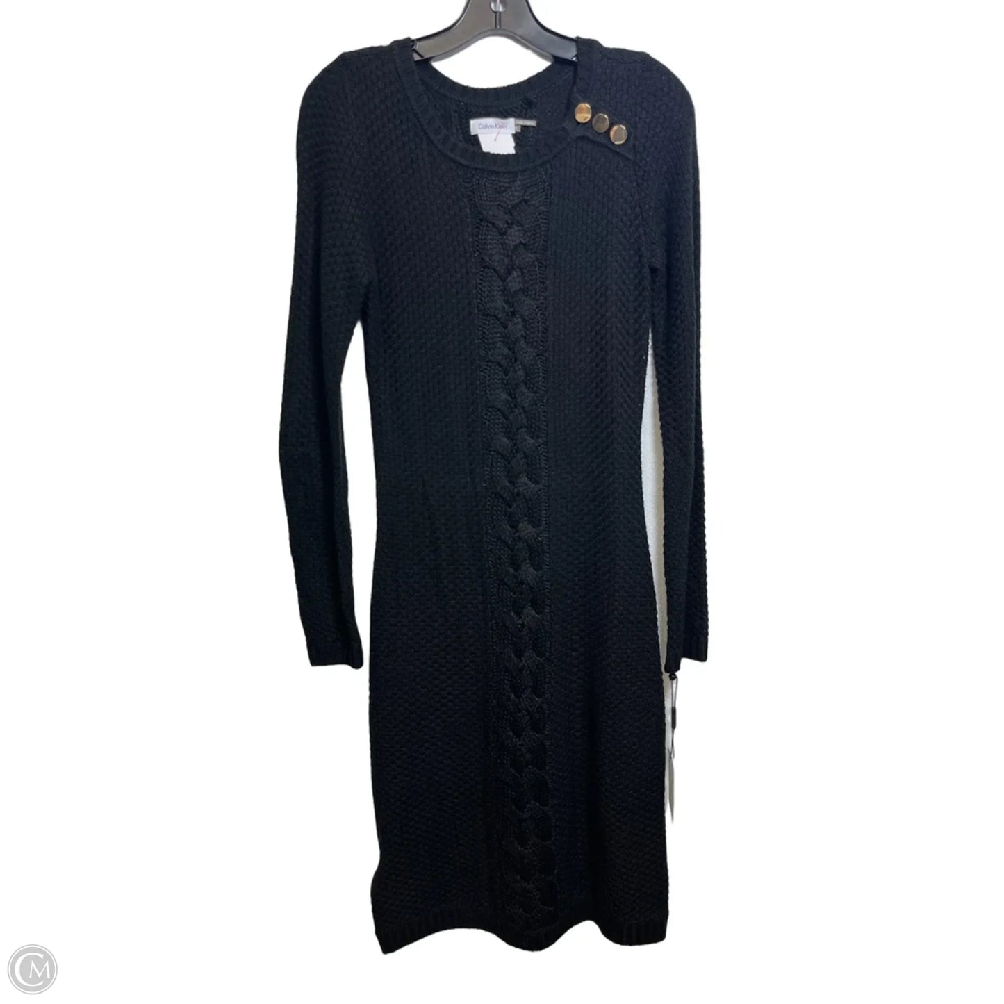 Sweater Dress Casual Short By Calvin Klein In Black, Size: S