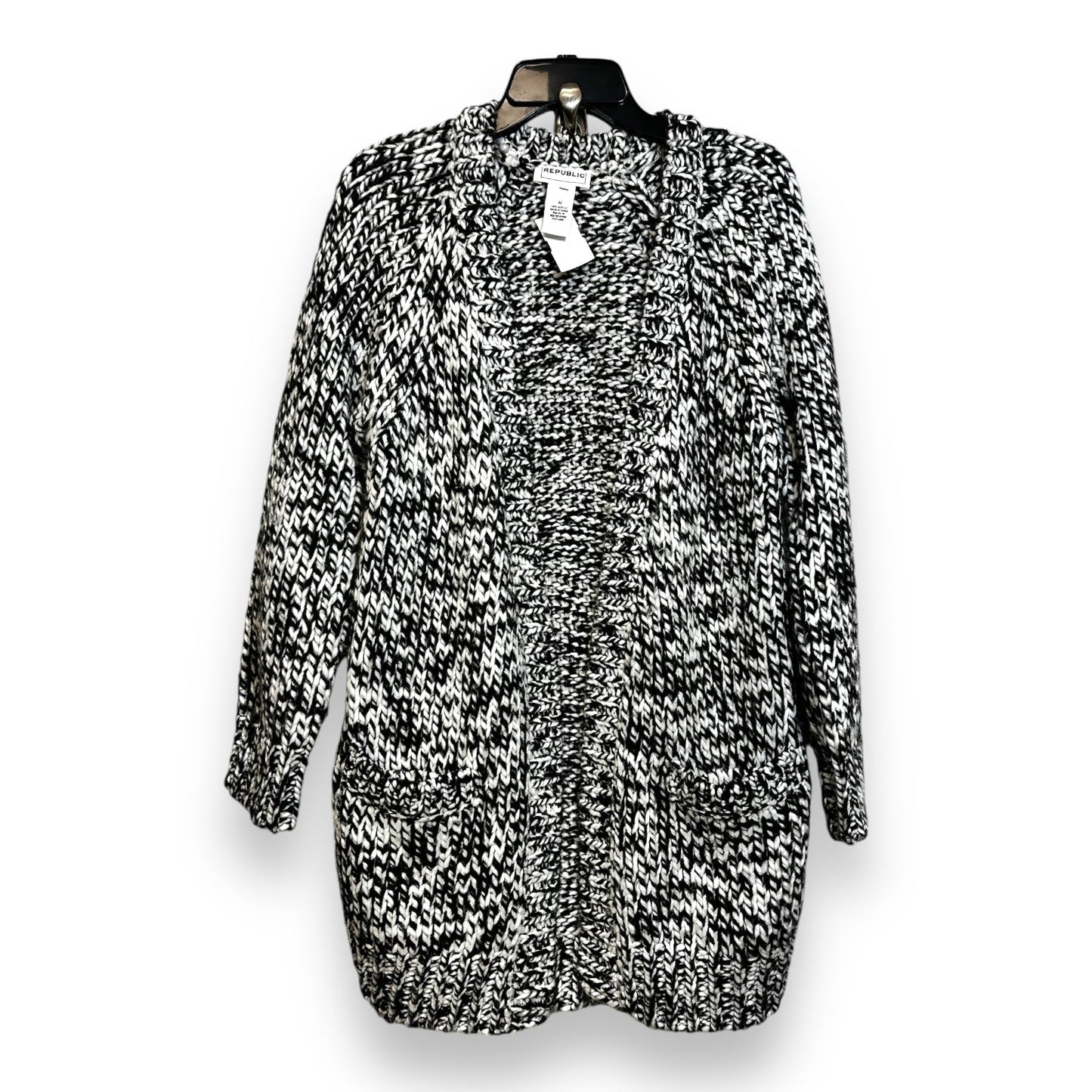 Cardigan By Clothes Mentor In Black & White, Size: M