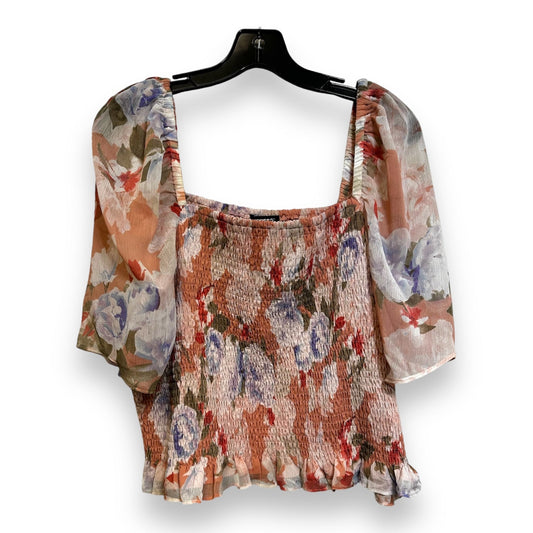 Top Short Sleeve By Express In Floral Print, Size: Xl