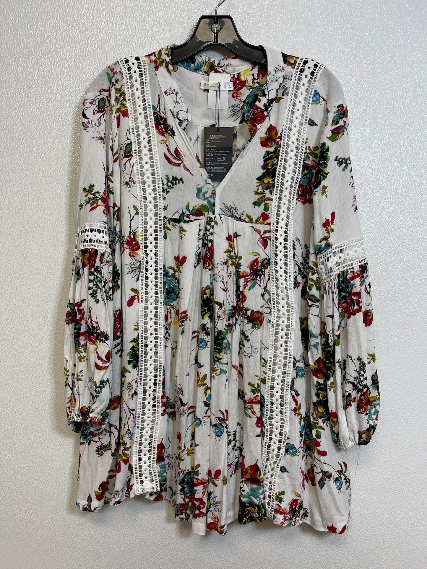 Floral Top Long Sleeve Basic Clothes Mentor, Size S
