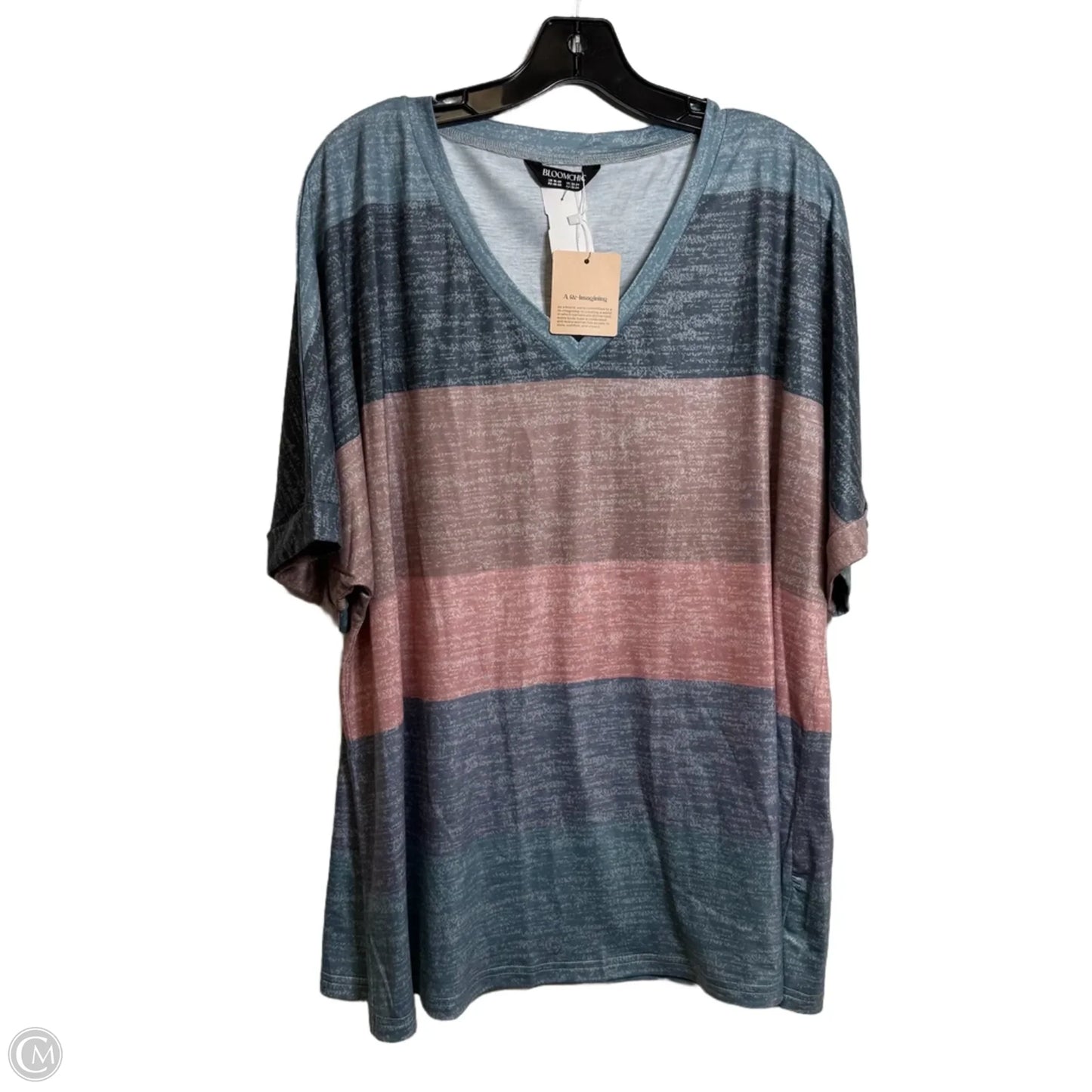 Top Short Sleeve Basic By Bloomchic In Striped Pattern, Size: 18