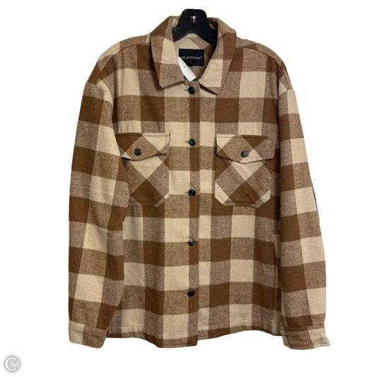 Jacket Shirt By Velvet Heart In Brown, Size: L